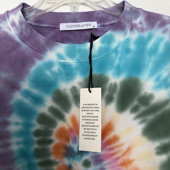 Daydreamer Tie Dye Crop Sweatshirt Rainbow Spiral - Picture 4 of 9